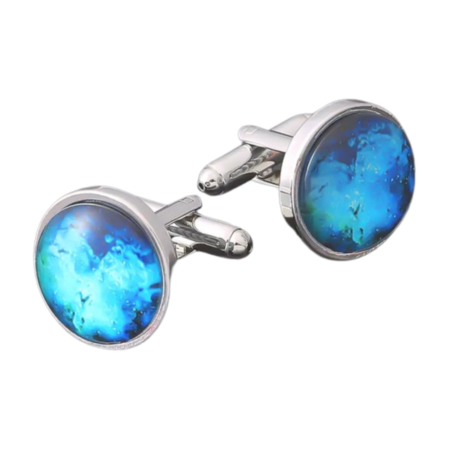 Starry Skies Blue Silver Cufflinks