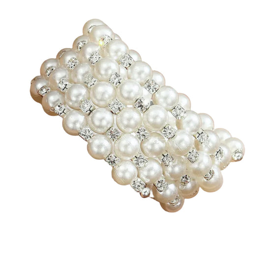 Pearl Rhinestone Flexible Bracelet