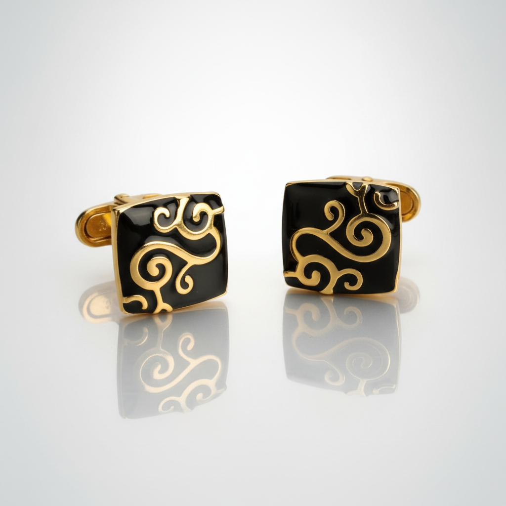 Black Gold Dripping Oil Cufflinks