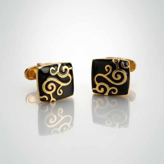 Black Gold Dripping Oil Cufflinks