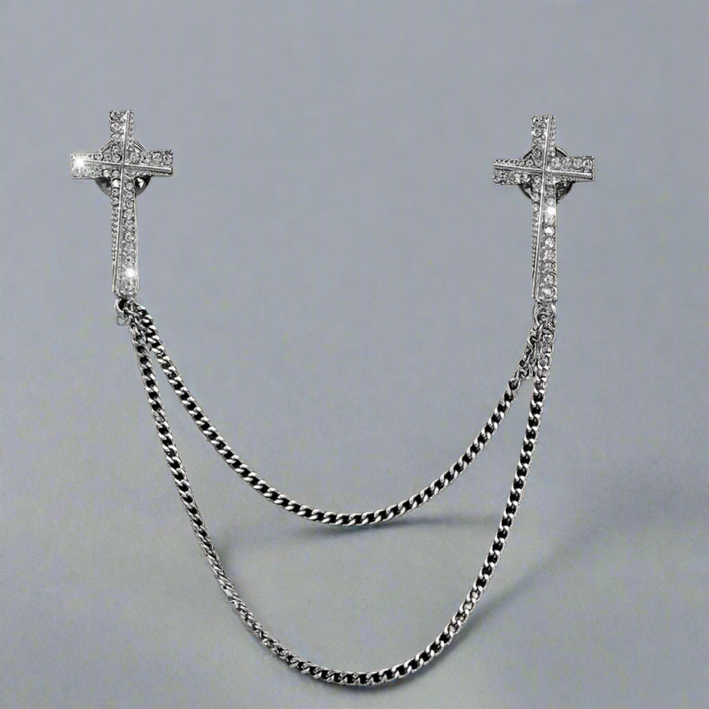 Cross Brooch Lapel Collar  Pin