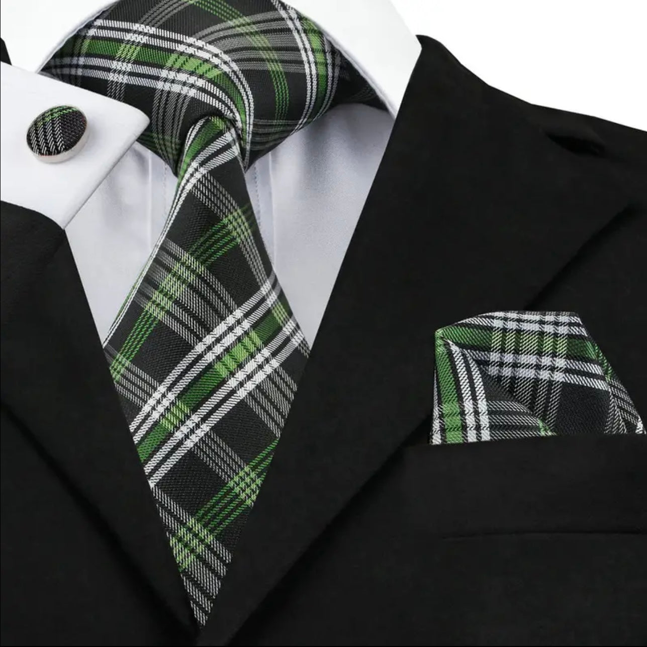 Green Plaid Necktie Set
