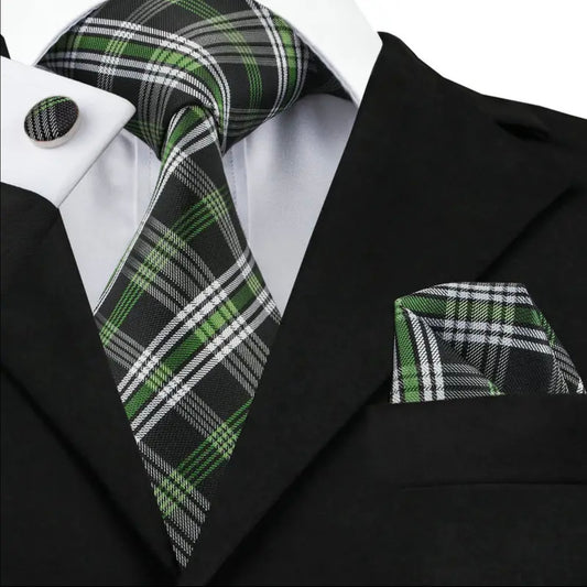 Green Plaid Necktie Set