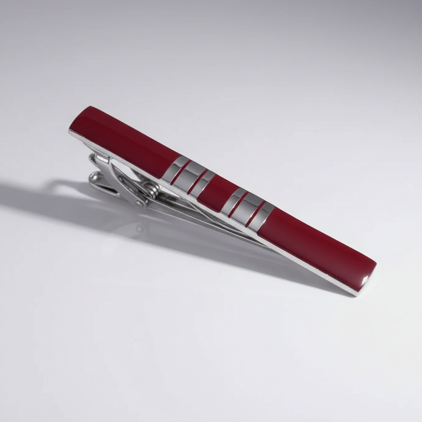 Racing Stripes Maroon Tie Clip