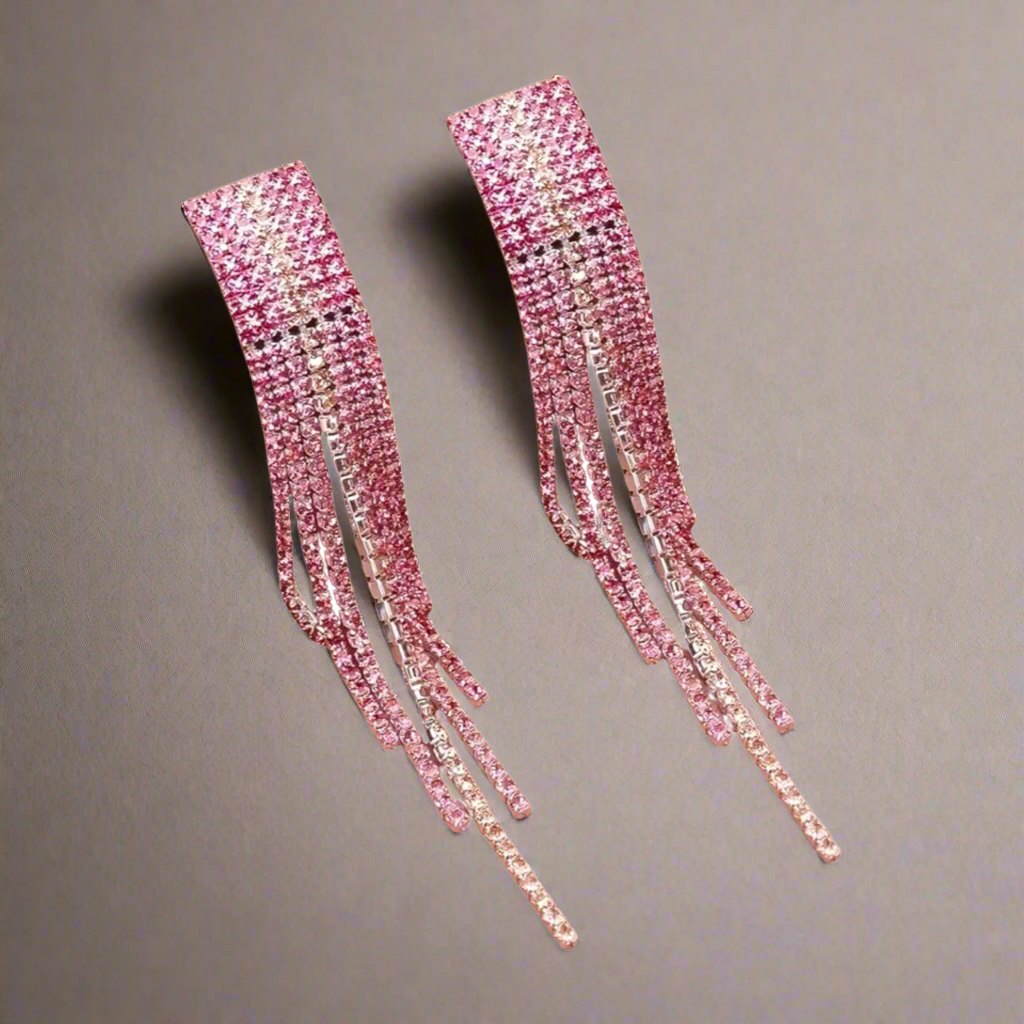 Pink Champagne Tassel Earrings