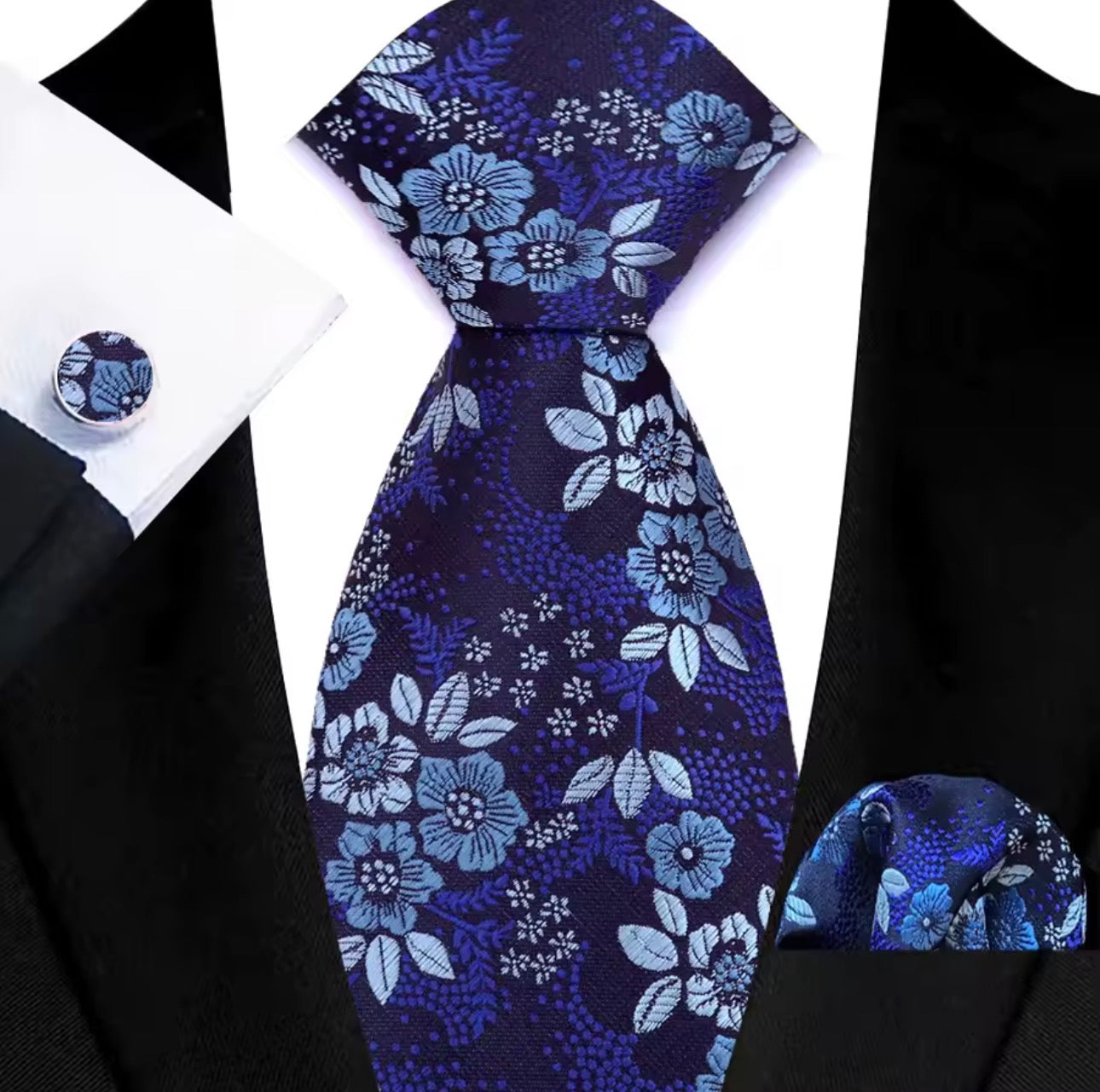Blue Floral Bow Tie