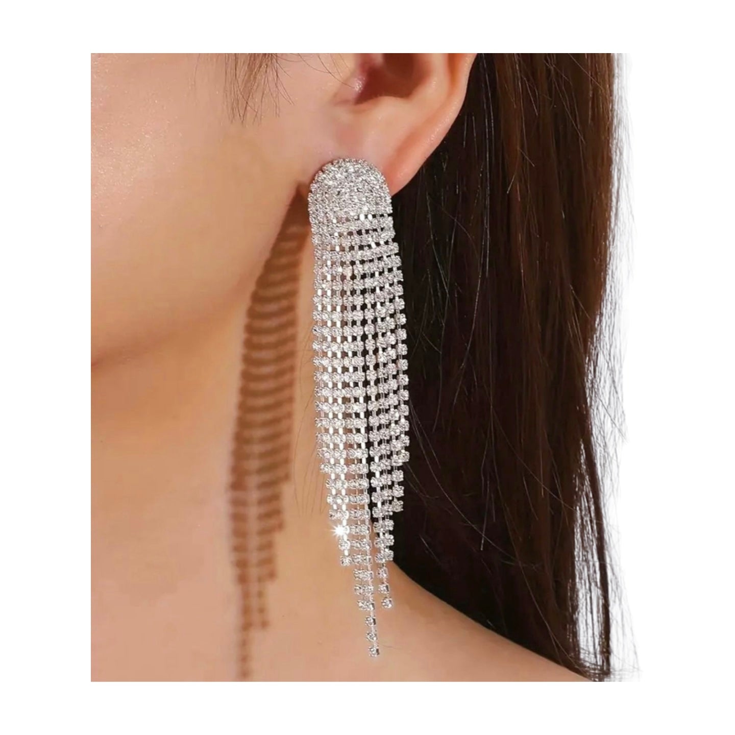 Rounded Tassel Silver Earrings