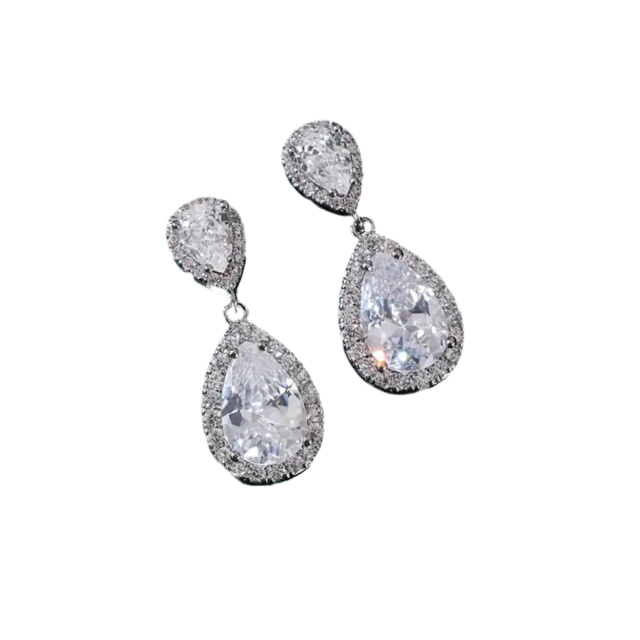 Water Drop Zircon Clip Earrings