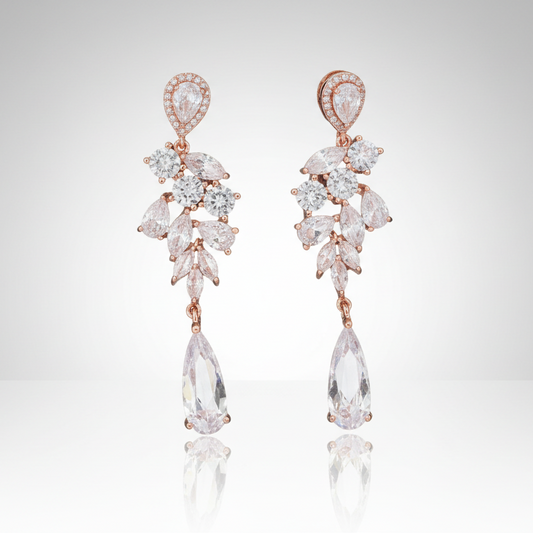 Romantic Rose Gold AAA Zirconia Drop Earrings