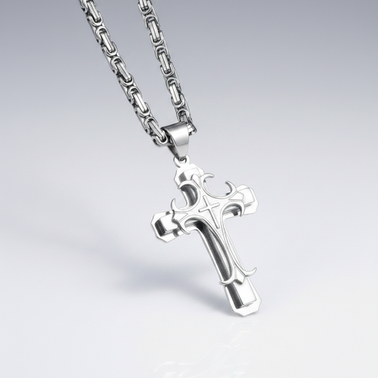 Layered Cross Pendant Byzantine Necklace
