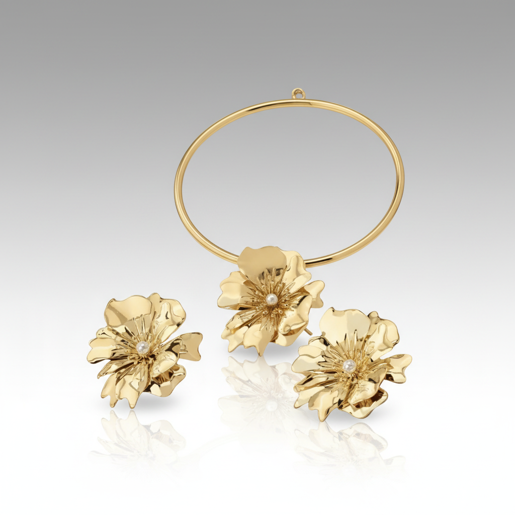 Gold Floral Jewelry Set