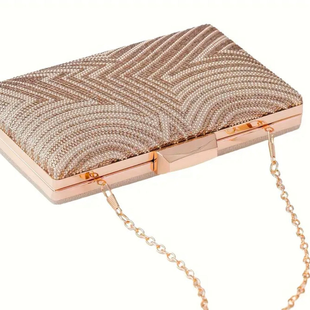 Contemporary Rhinestone Beaded Clutch Evening Bag