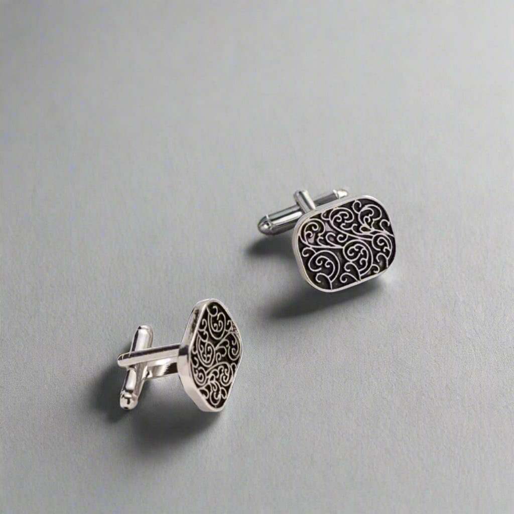 Scroll Design Silver Cufflinks