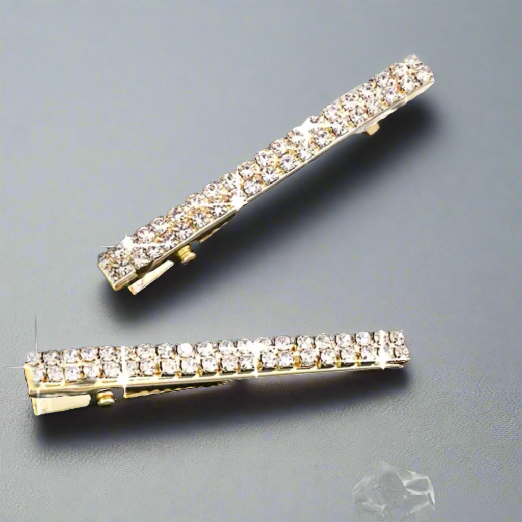 Rhinestone Gold Hair Clips