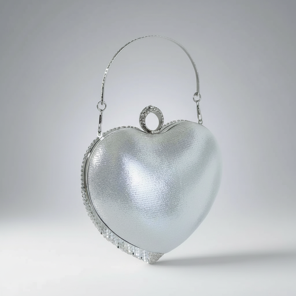 Heart Rhinestone Tassel Evening Bag