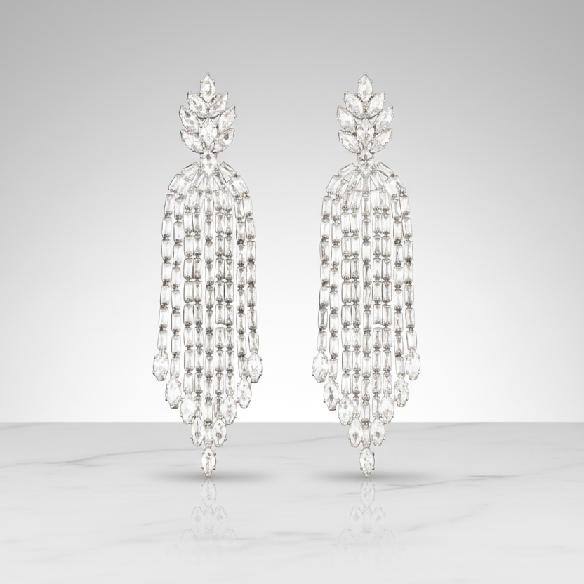 Delicate & Detailed Zirconia Tassel Earrings