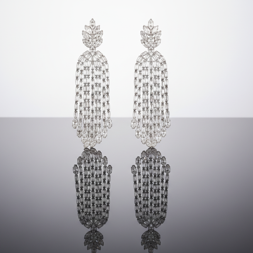 Delicate & Detailed Zirconia Tassel Earrings