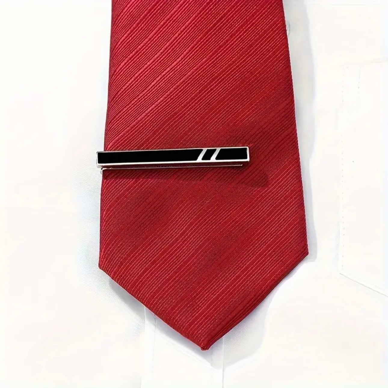 Black Silver Stripe Tie Clip
