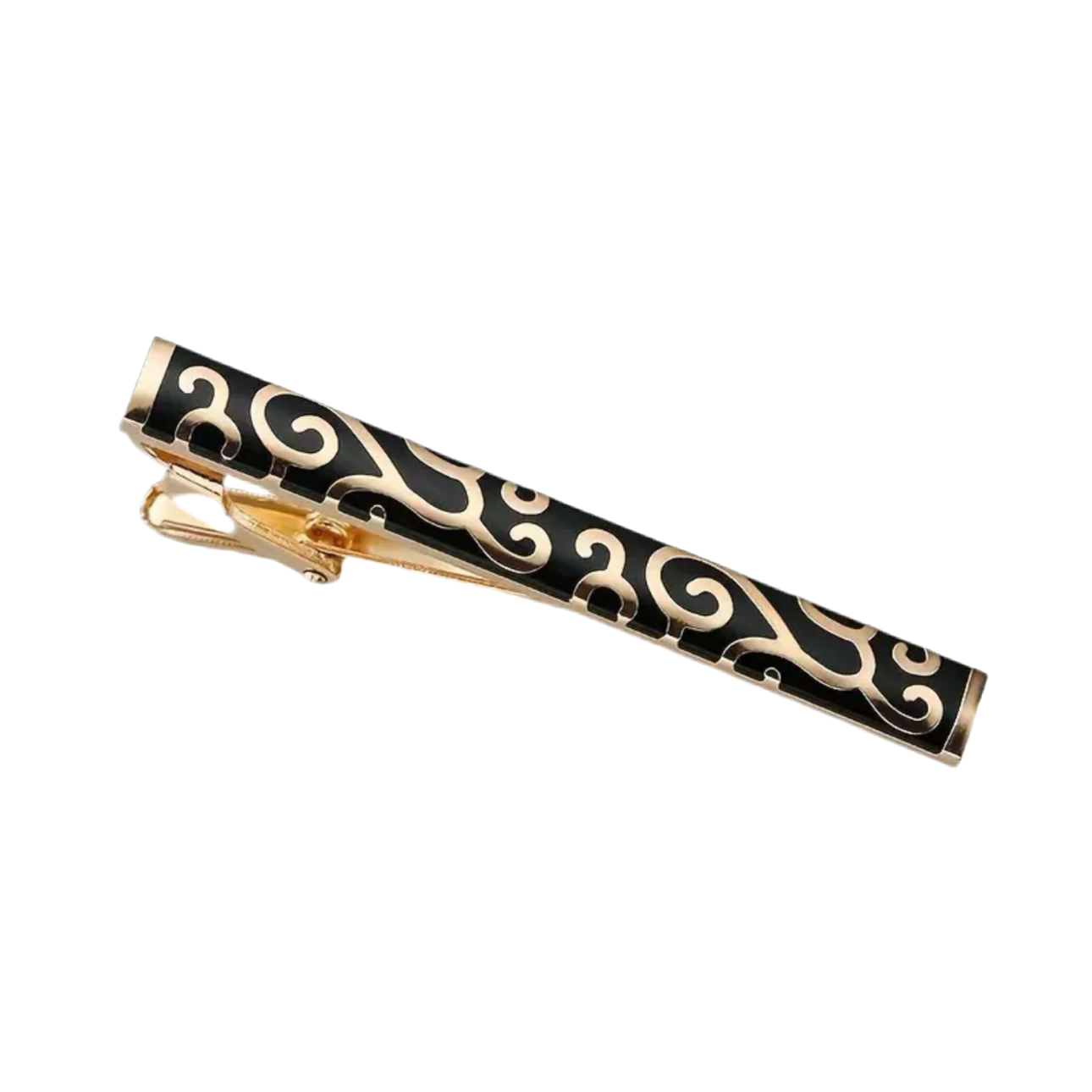 Black Gold Scroll Tie Clip