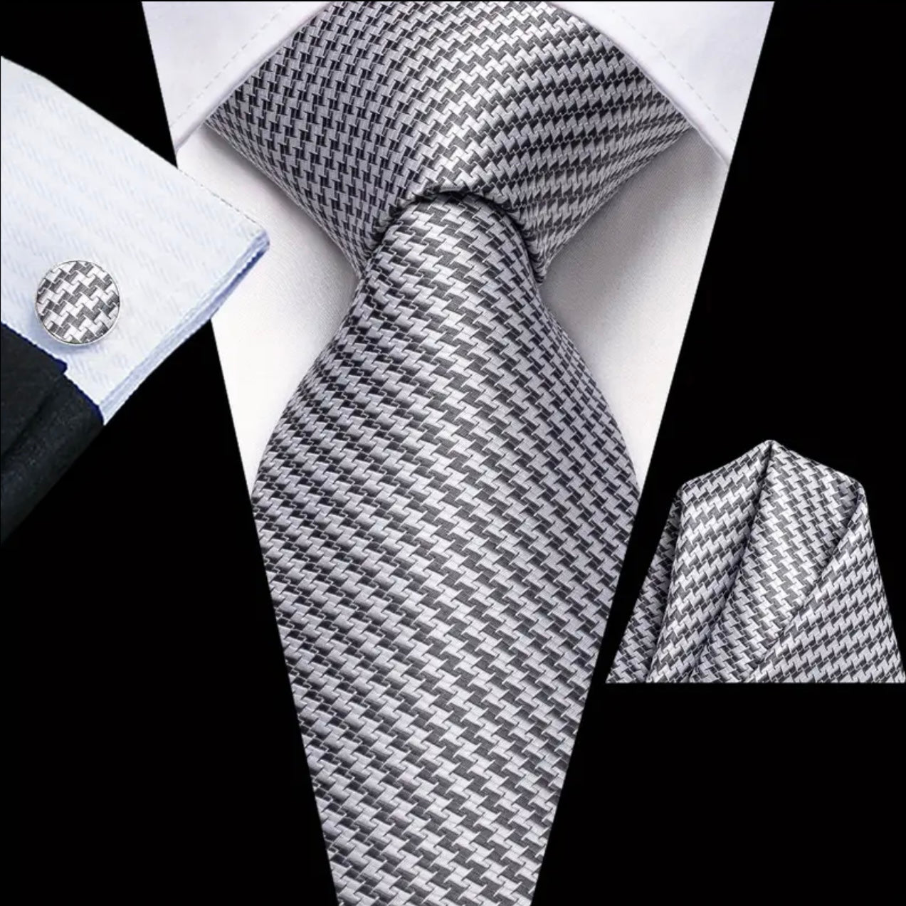 Grey Black Necktie Set