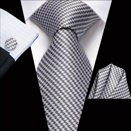 Grey Black Necktie Set