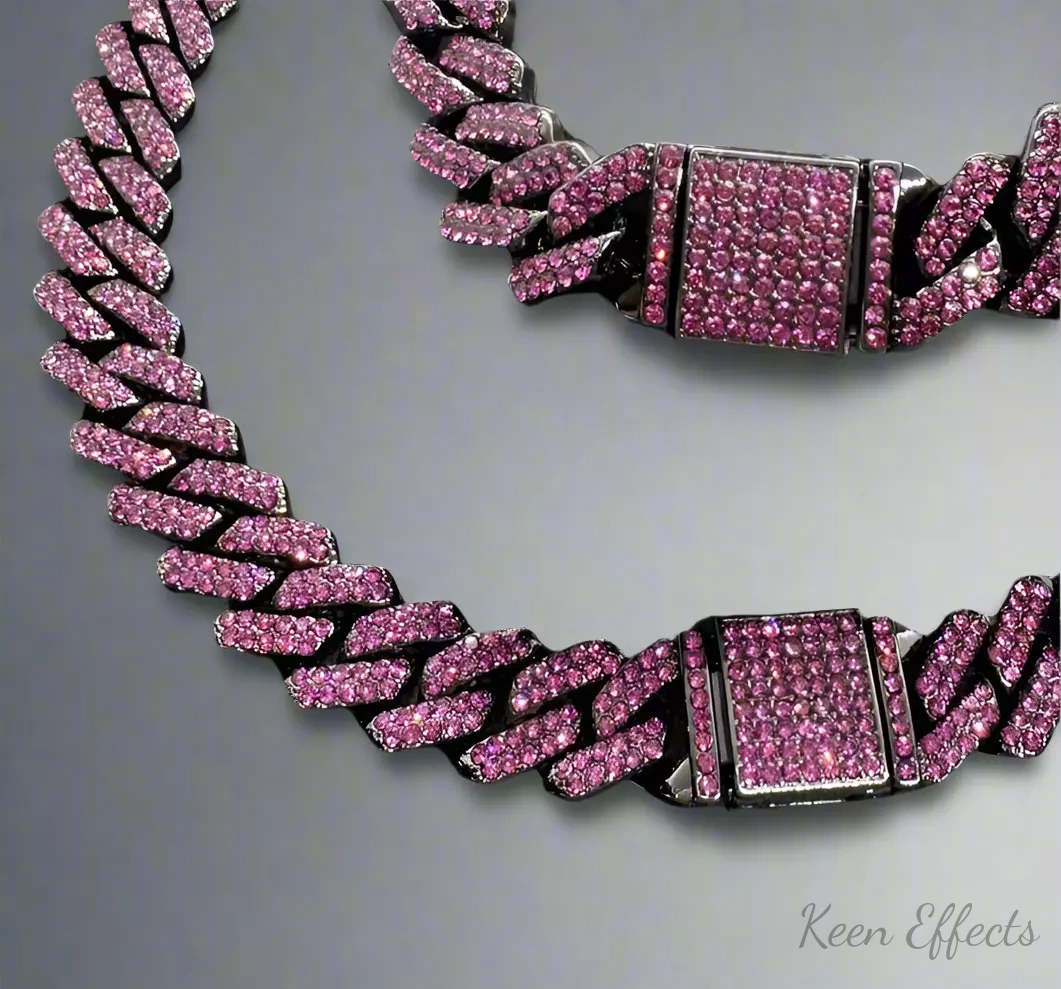 Black Purple Cuban Chain Set