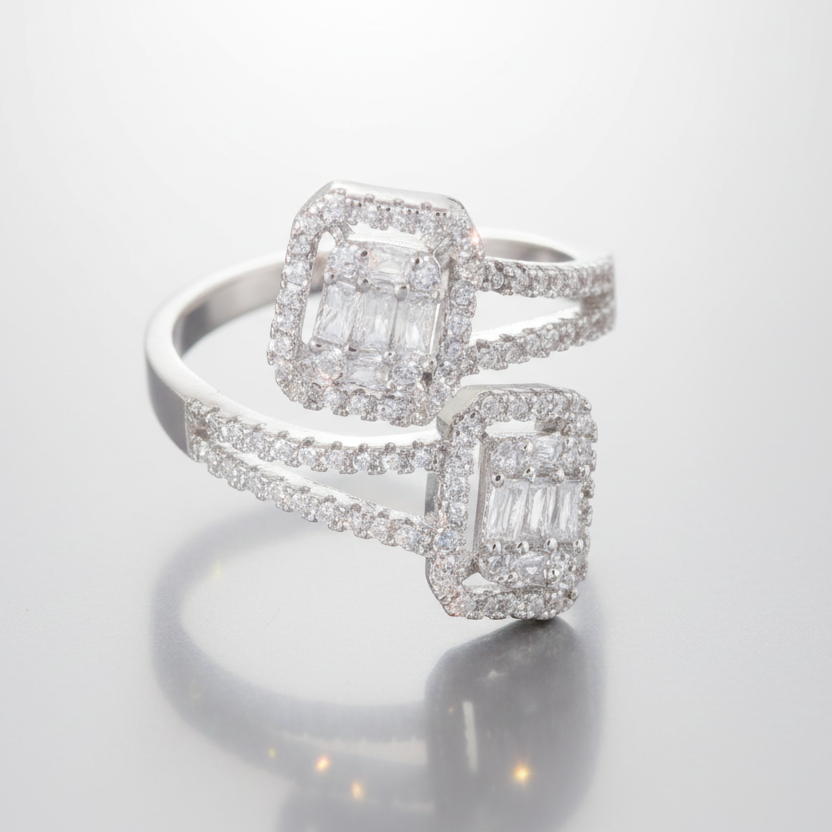 Twin Zircon Wrap All-Fit Ring