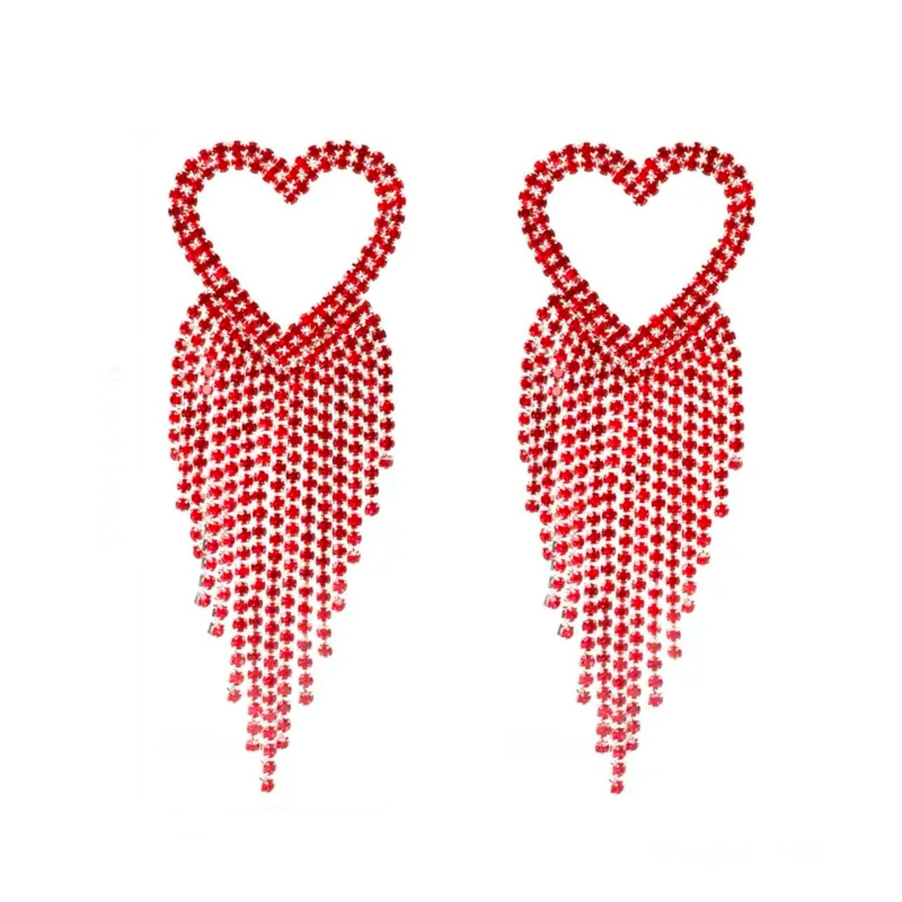 Red Heart Tassel Earrings