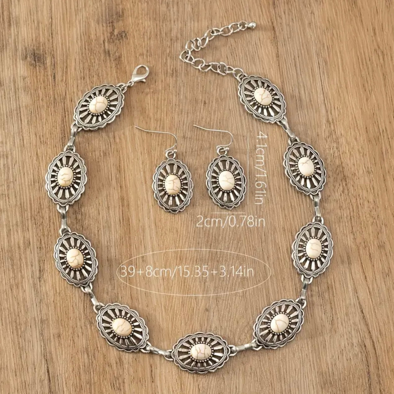 White Turquoise Concho Set