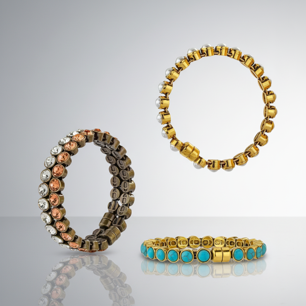 Sunset Orange Brass Magnetic Clasp Bracelet