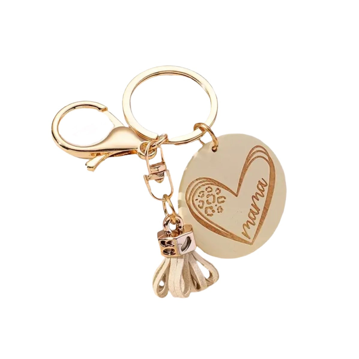 Mama Tassel Cream Keychain