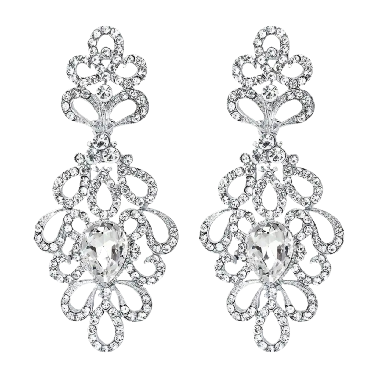 Rhinestone Silver Earrings