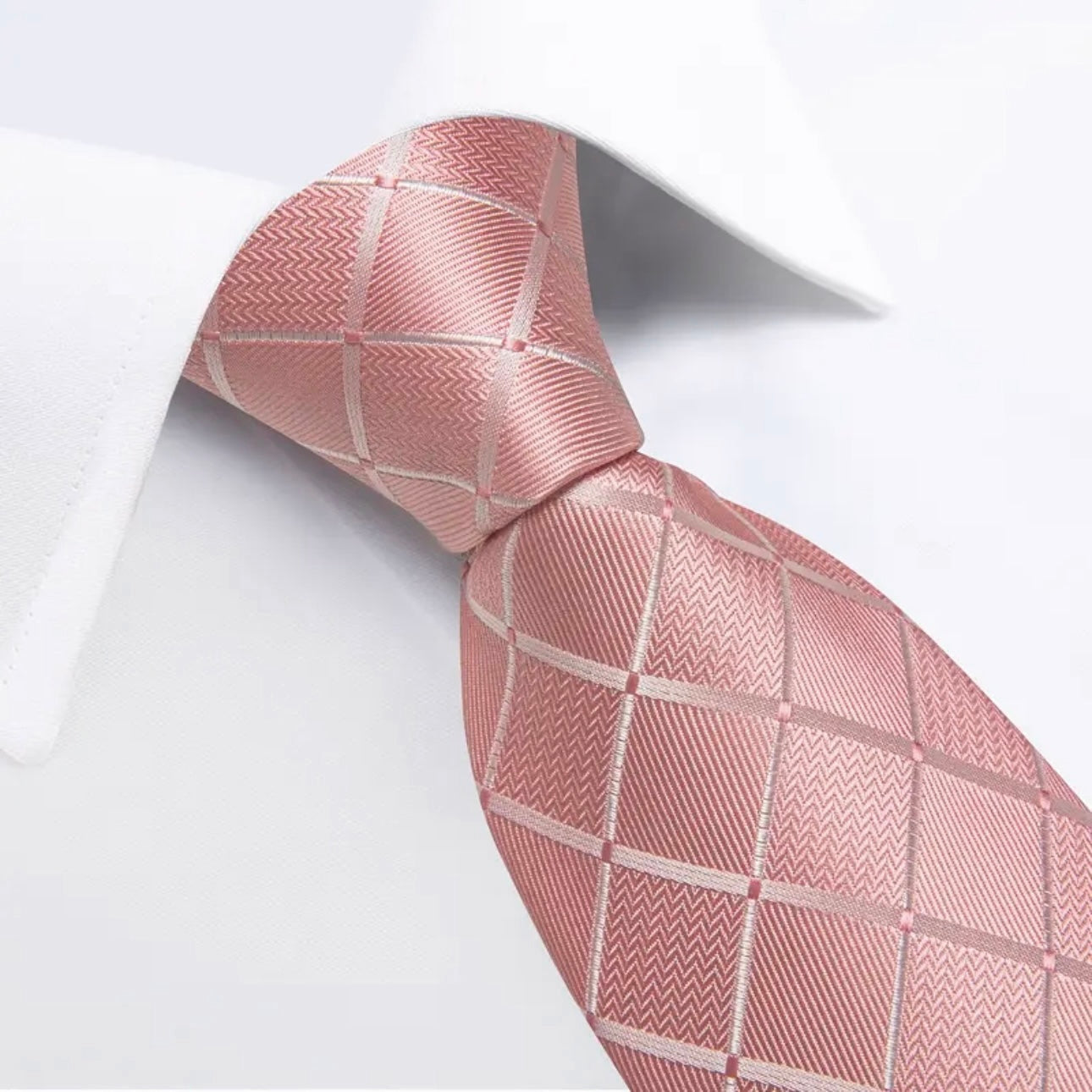 Blush Pink Plaid Necktie Set