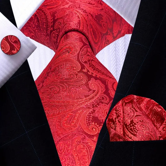 Red Paisley Necktie Set