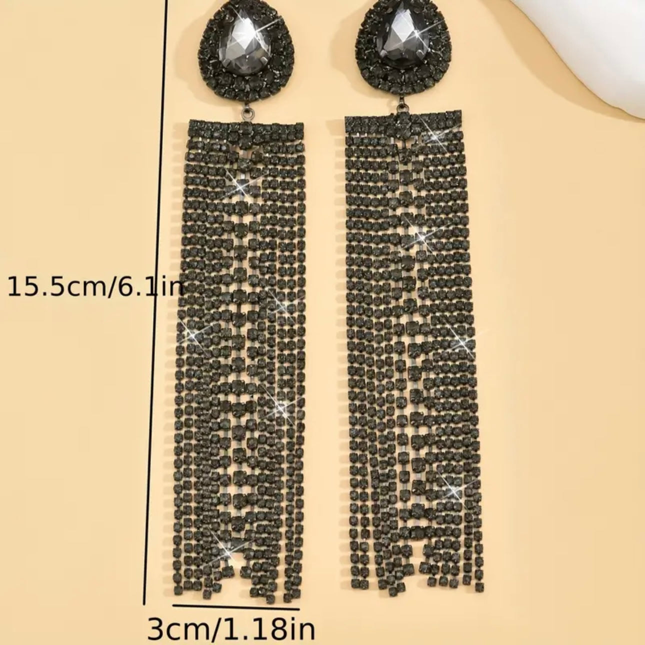 Exaggerated Black Tassel Earrings