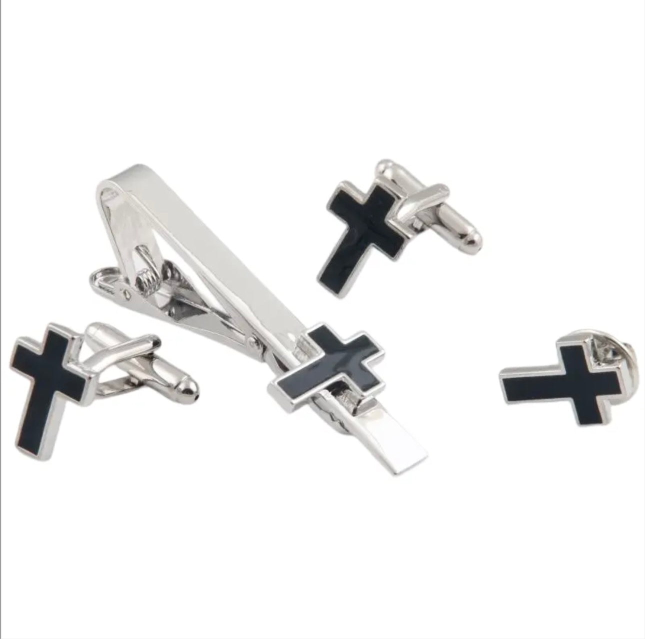 Cross Cufflinks in Black