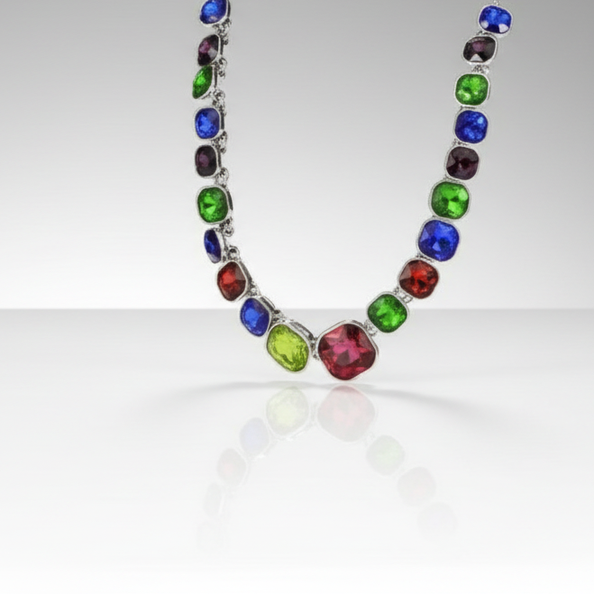Multicolor Vibrant Squares Necklace