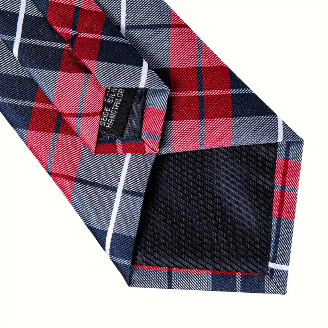 Red White Blue Plaid Necktie Set