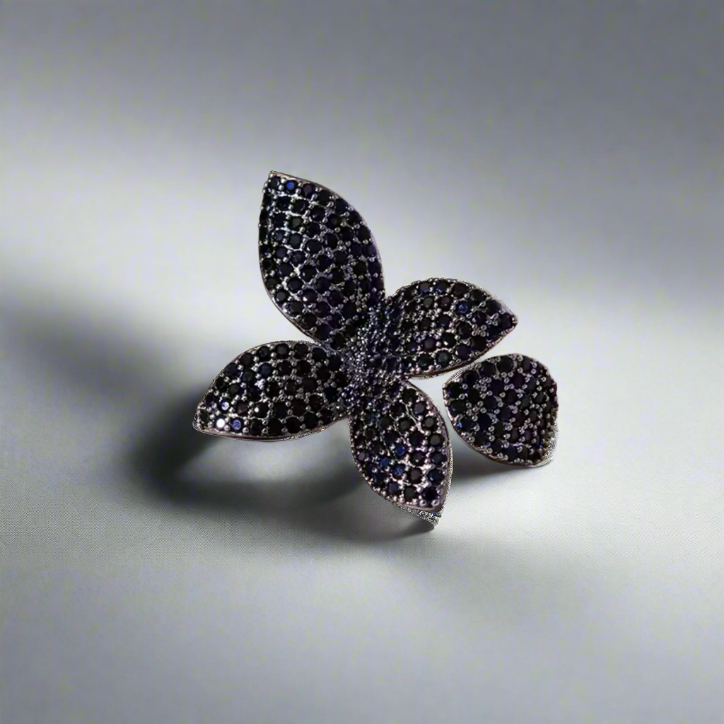 Exaggerated Flower Zirconia All-Fit Ring