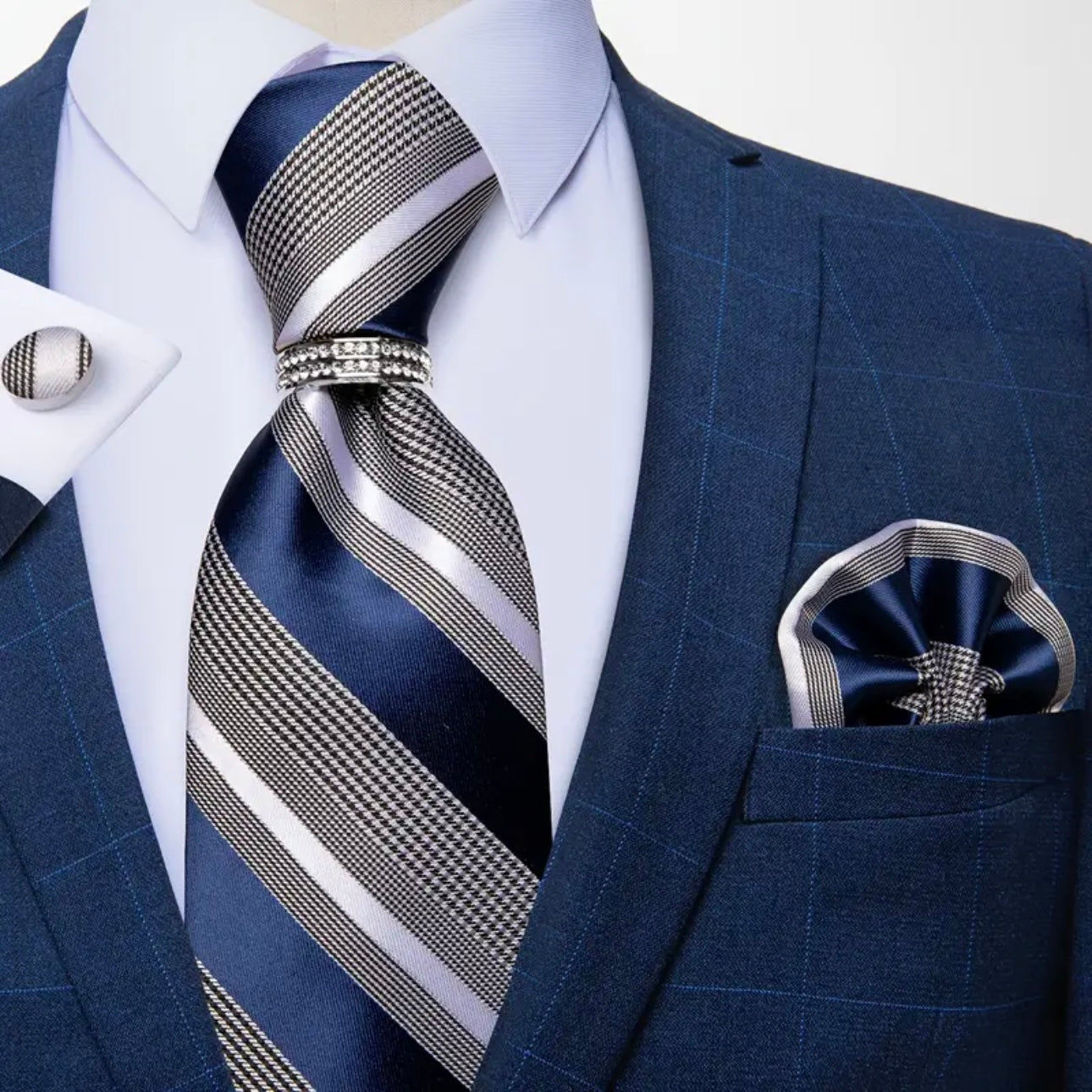 Blue Royal Stripe Necktie Set