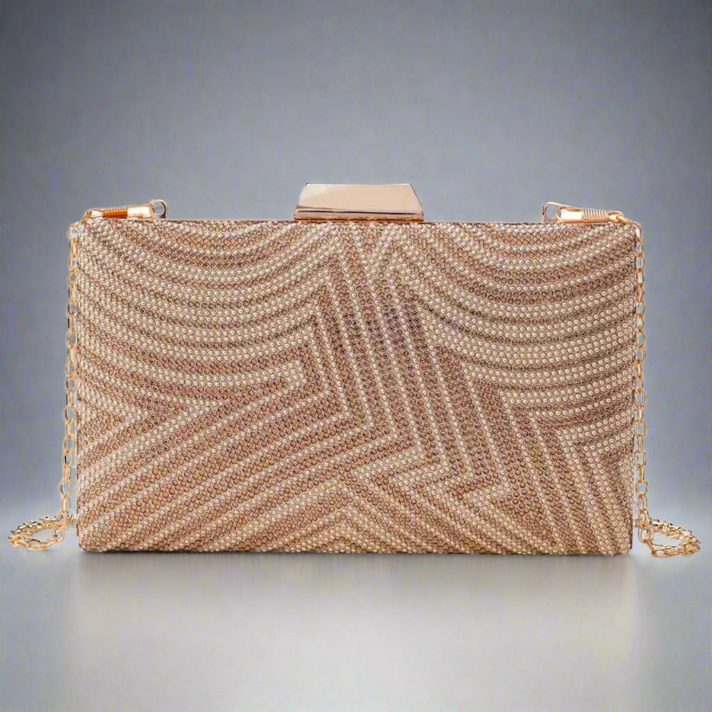 Contemporary Rhinestone Beaded Clutch Evening Bag