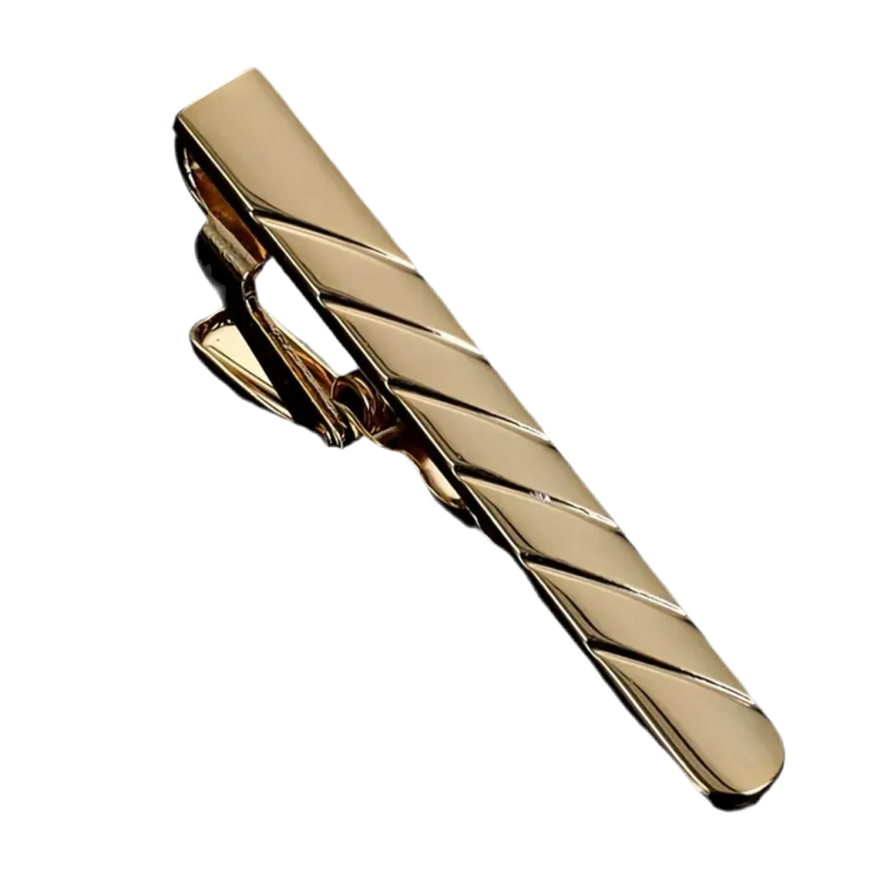 Elegant Stripes Gold Tie Clip