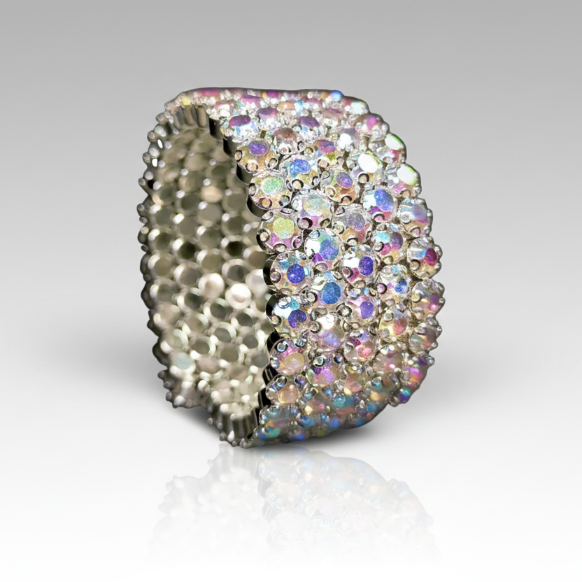 Flexible 5 Row Rhinestone Bracelets-Silver Setting