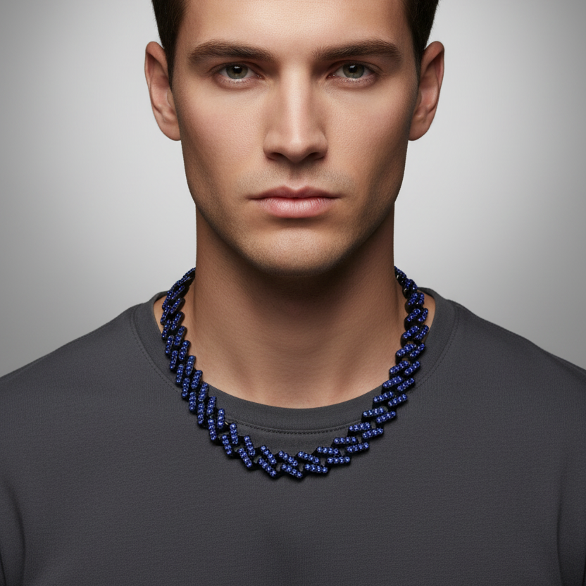 Blue Zircon Cuban Chain Necklace