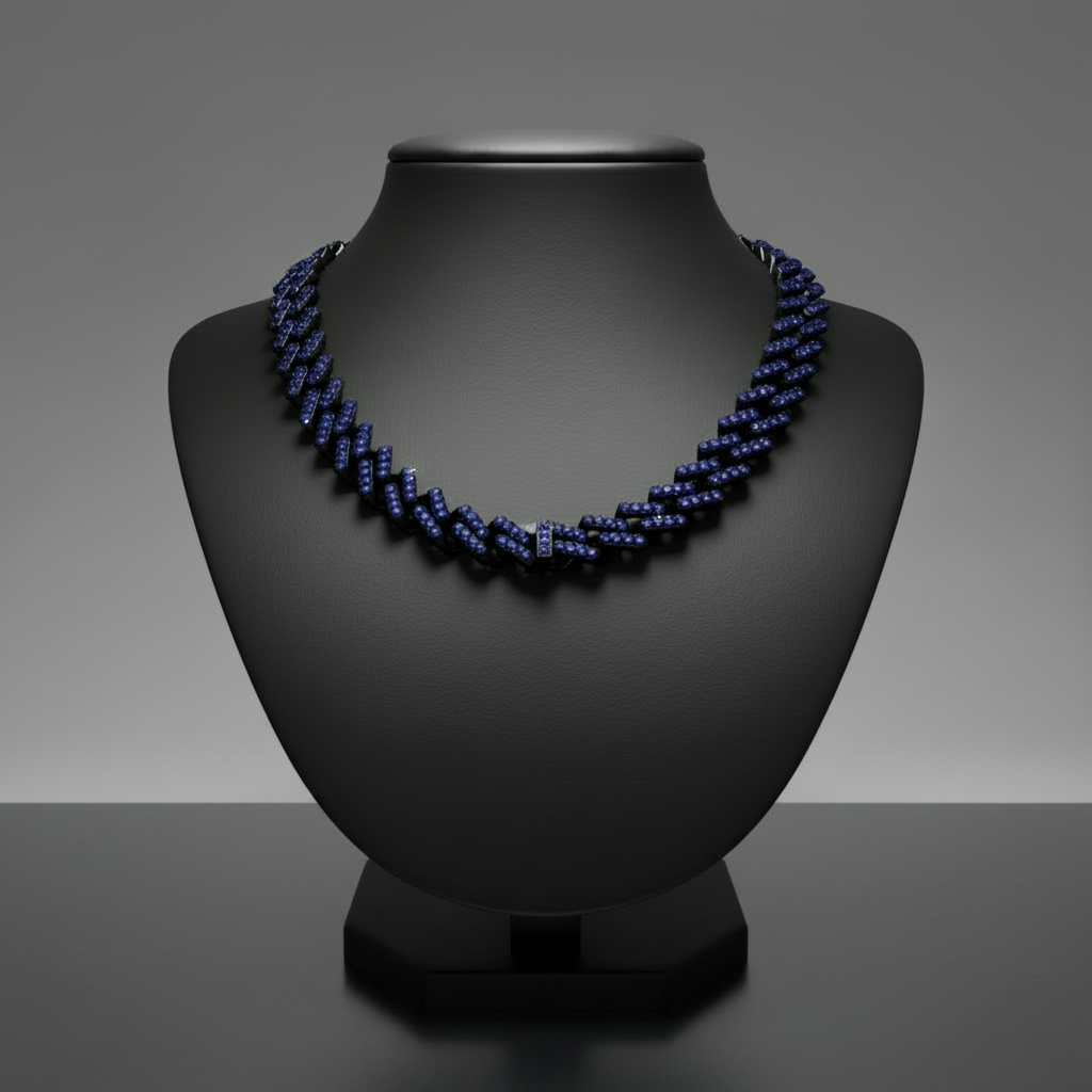 Blue Zircon Cuban Chain Necklace