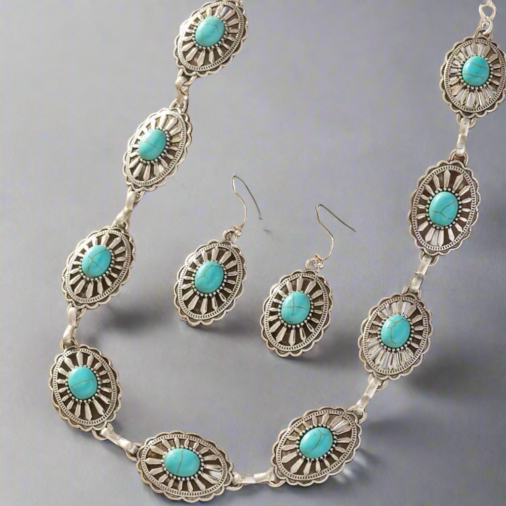 Blue Turquoise Concho Set