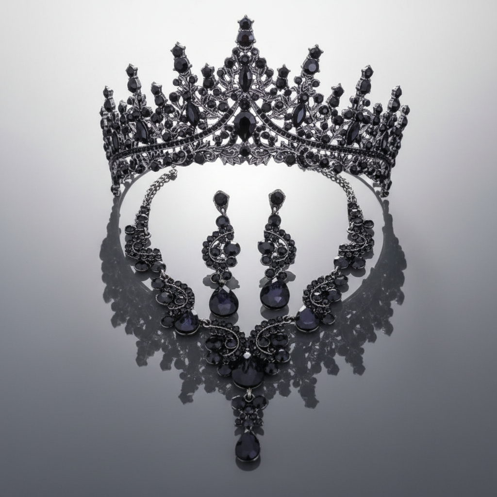 Black Tiara & Jewelry Set