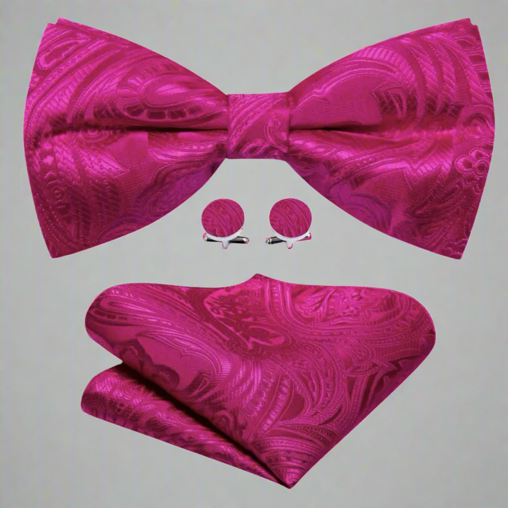 Pink Rose Red Bowtie Set