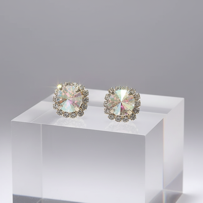 Choker Necklace & Earrings Iridescent Jewelry Set