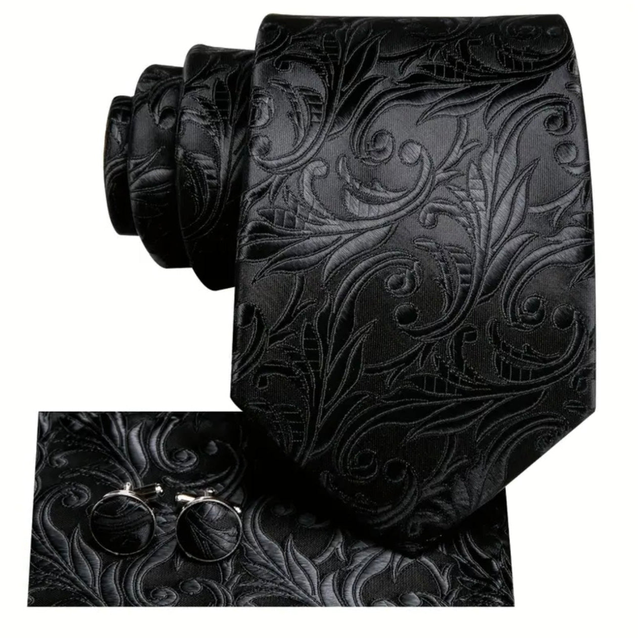 Black Scroll Necktie Set
